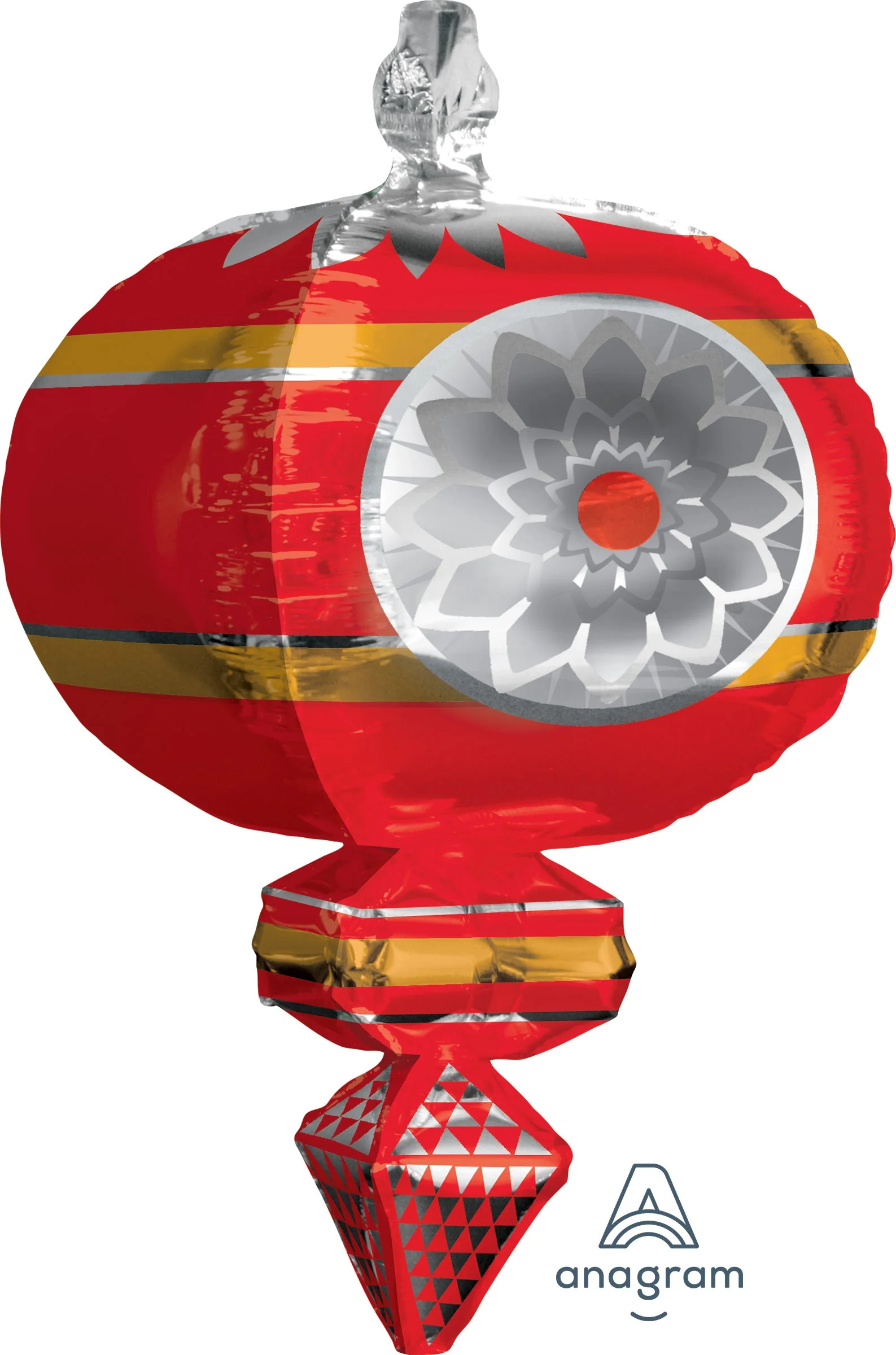 23" Jumbo Retro Ornament Red & Gold Balloon
