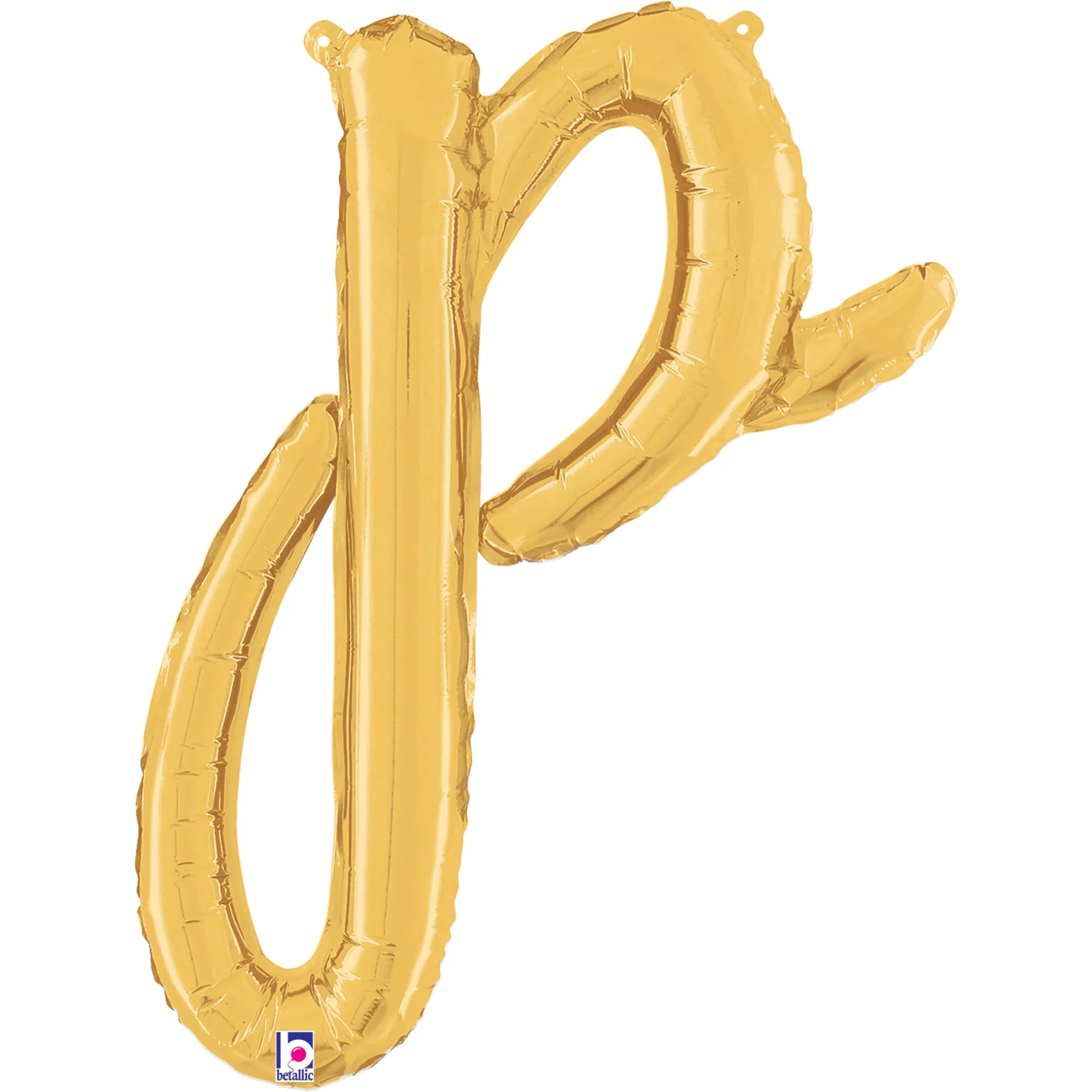 24" Air Filled Only Script Letter "P" Gold Foil Balloon (Sticks Sold Separately)