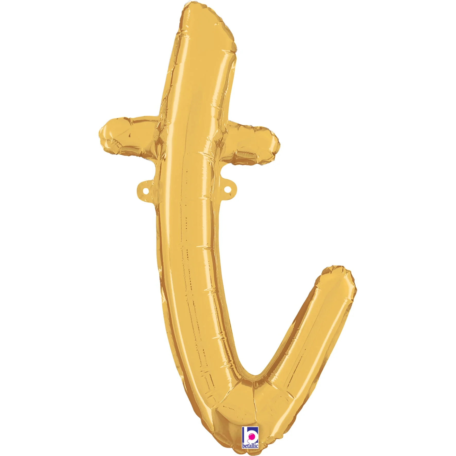 24" Air Filled Only Script Letter "T" Gold Foil Balloon (Sticks Sold Separately)