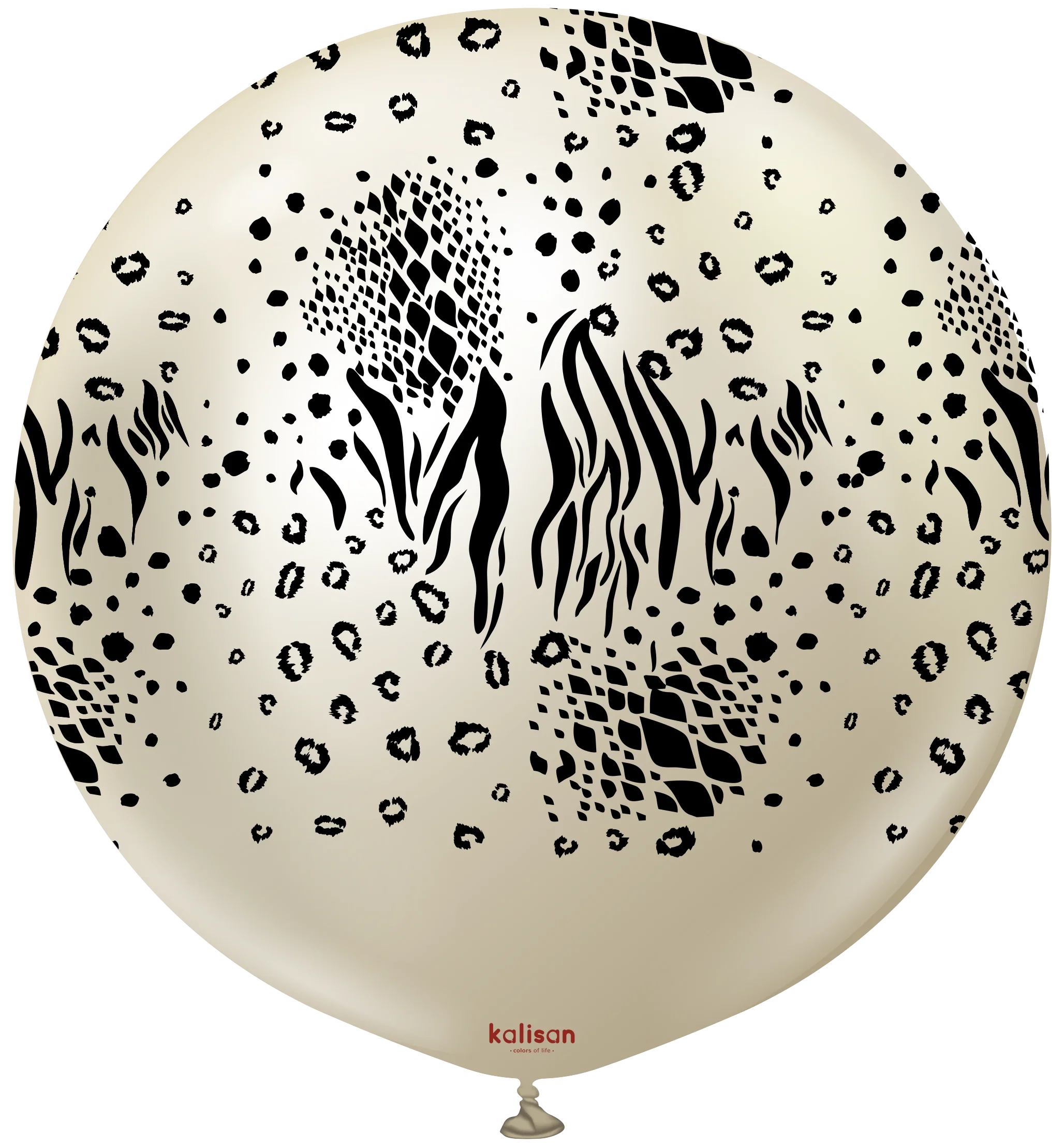 24" Kalisan Safari Mutant Mirror White Gold (Printed Black-1 Per Bag) Latex Balloons
