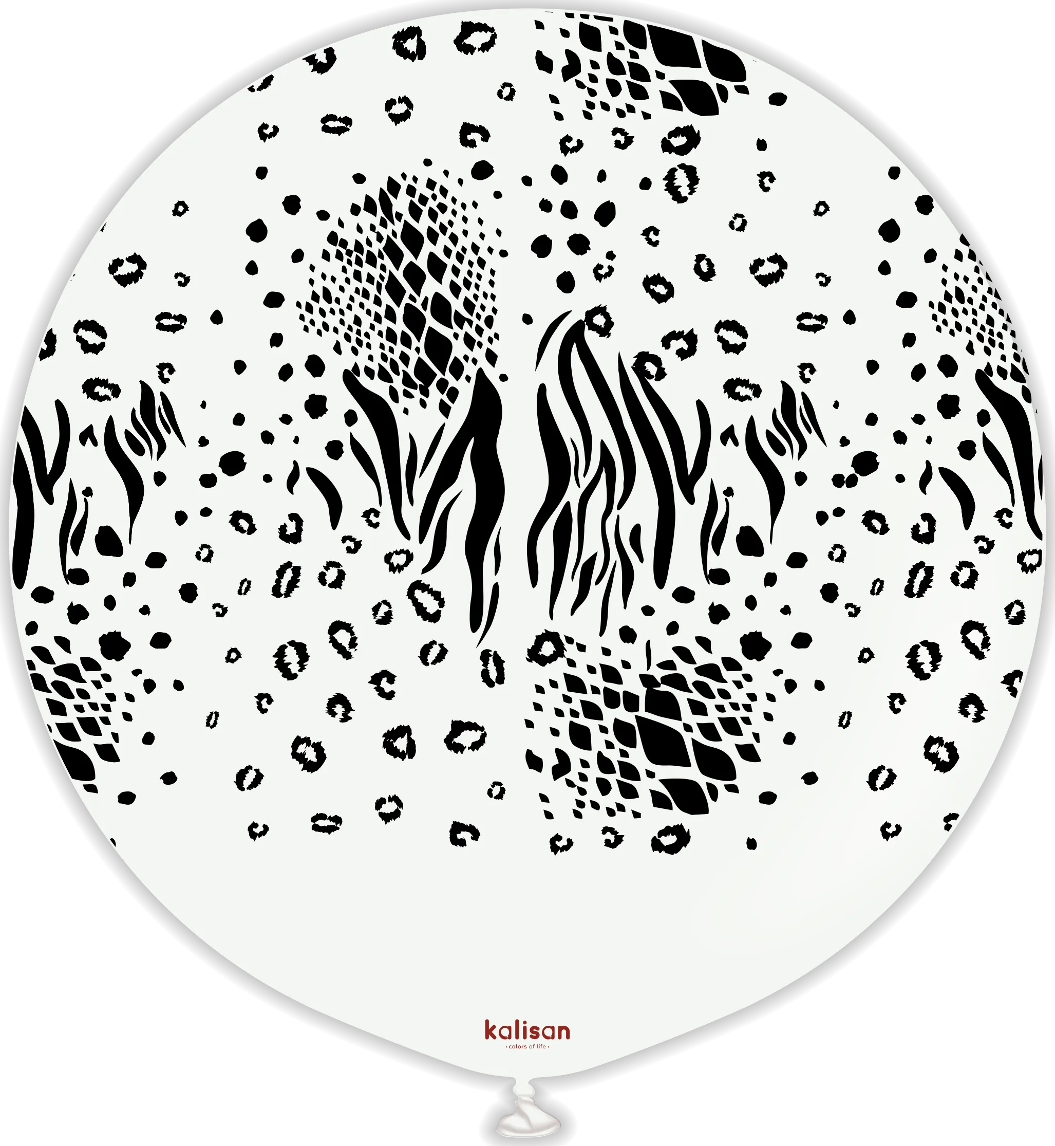 24" Kalisan Safari Mutant White (Printed Black-1 Per Bag) Latex Balloons