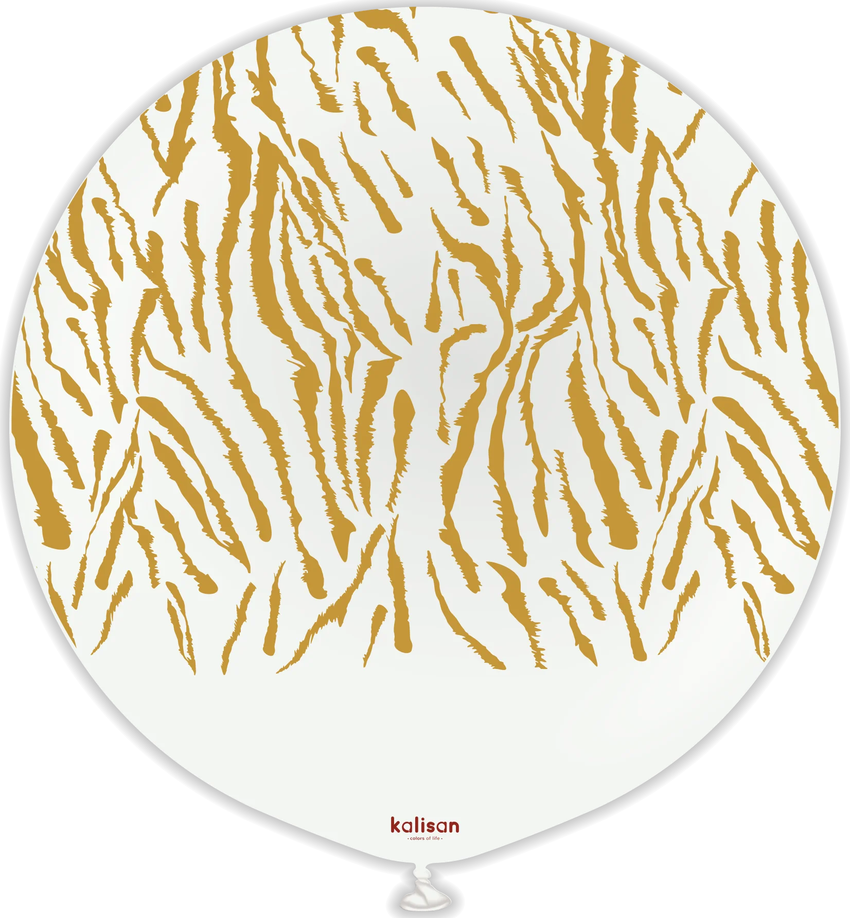 24" Kalisan Safari Tiger White (Printed Gold-1 Per Bag) Latex Balloons