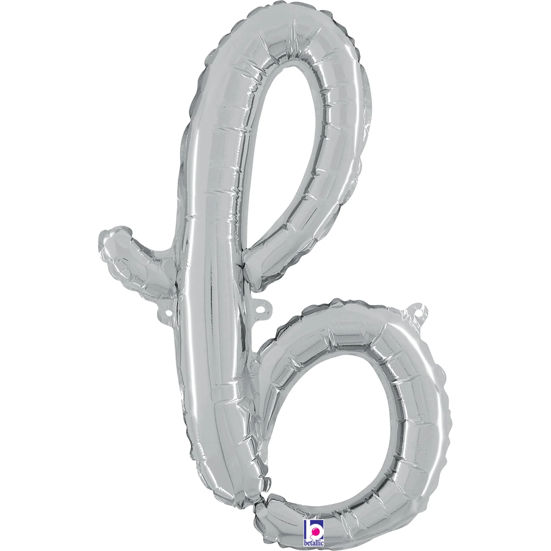 24" Air Filled Only Script Letter "B" Silver Foil Balloon (Sticks Sold Separately)
