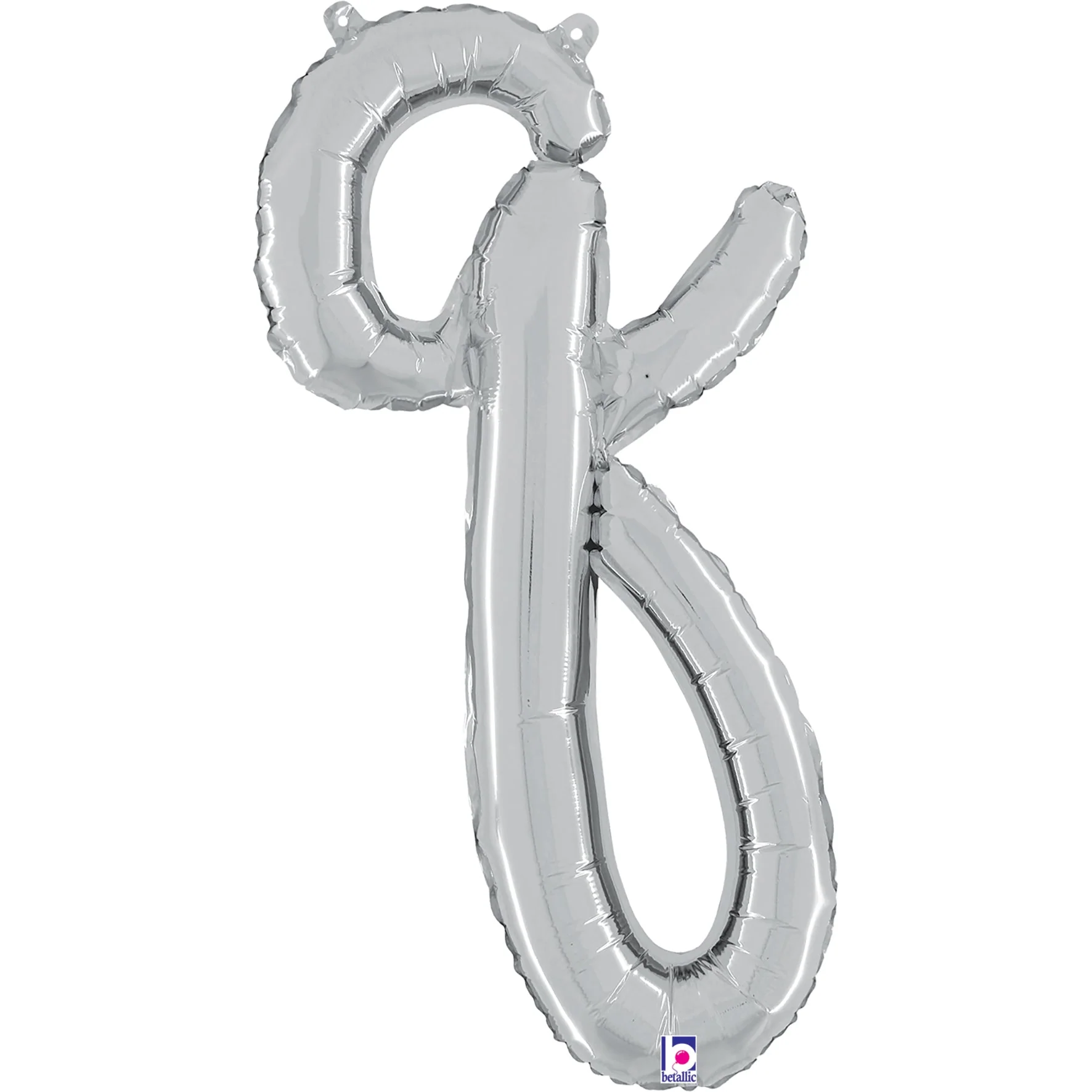 24" Air Filled Only Script Letter "Q" Silver Foil Balloon (Sticks Sold Separately)