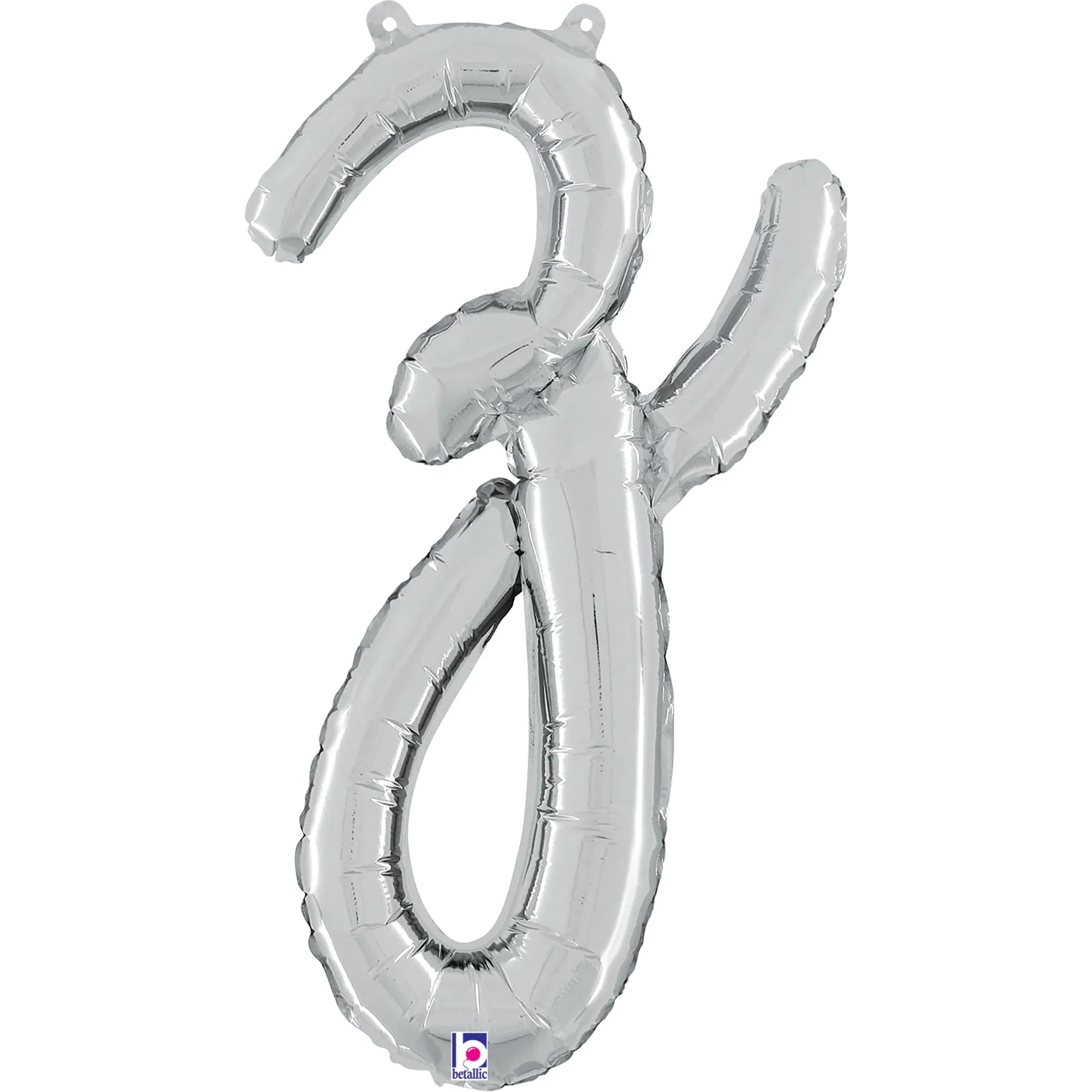 24" Air Filled Only Script Letter "Z" Silver Foil Balloon (Sticks Sold Separately)