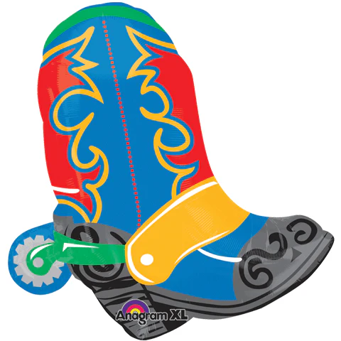24" SuperShape Wild Western Boot Balloon Packaged