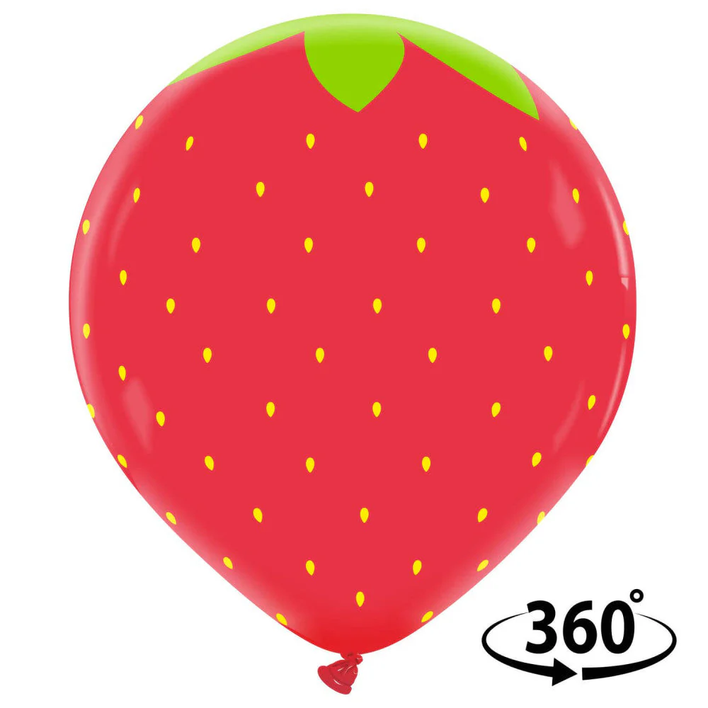 24" Cattex Brand Printed Strawberry Latex Balloons (1 Per Bag)
