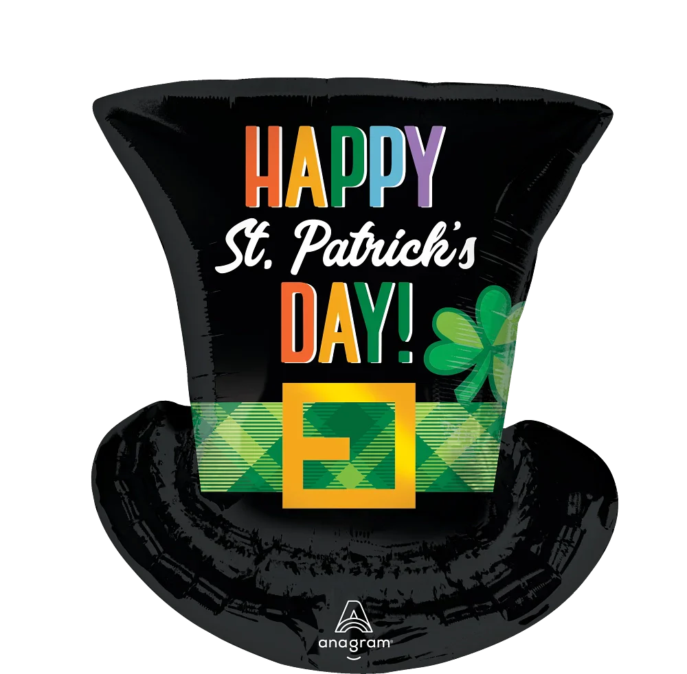 24" Jumbo St. Patrick's Day Top Hat Foil Balloon