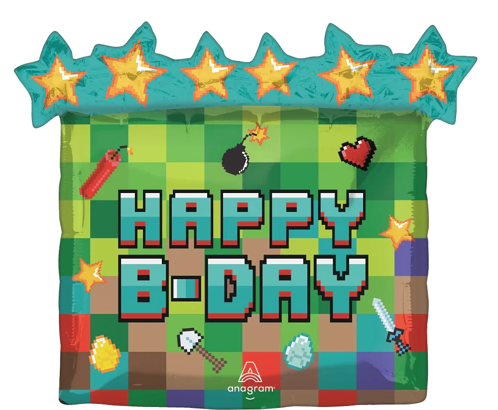 25" Jumbo Tnt Party Pixel Dynamite Balloon