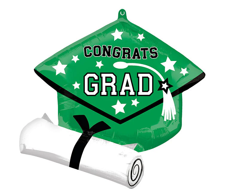 25" SuperShape School Colors Be True to Your School Grad - Green Foil Balloon