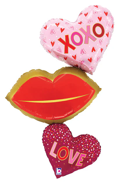 40" Shape Heart Lips Trio Foil Balloon