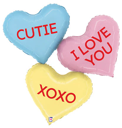 37" Conversation Heart Messages Foil Balloon