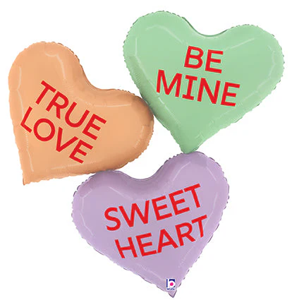 37" Conversation Heart Messages Foil Balloon - Image 2