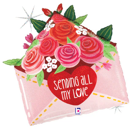 25" Sending Love Roses Envelope Foil Balloon