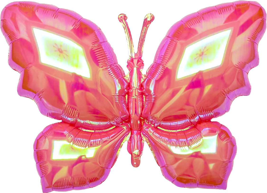 26" Airfill Only Iridescent Pink Butterfly Balloon