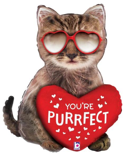 26" Foil Shape Purrfect Cat Foil Balloon