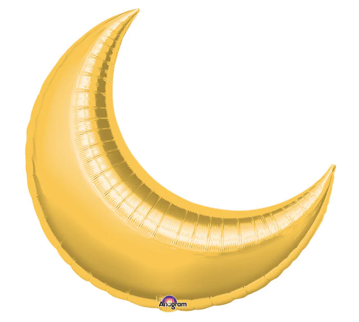 26" Gold Crescent Moon Balloon