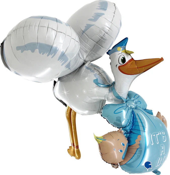 26" Maxiloons Baby Boy Stork Foil Balloon