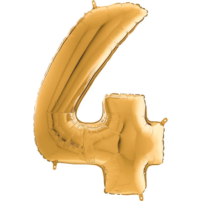 26" Midsize Foil Shape Balloon Number 4 Gold