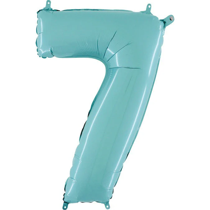26" Midsize Foil Shape Balloon Number 7 Pastel Blue