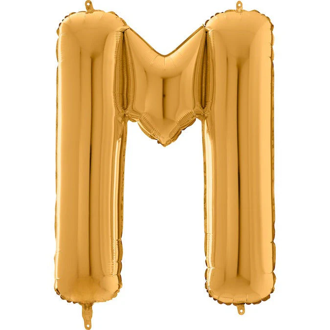 26" Midsize Letter Shape M Gold Foil Balloon