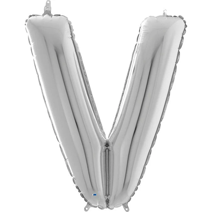 26" Midsize Letter Shape V Silver Foil Balloon