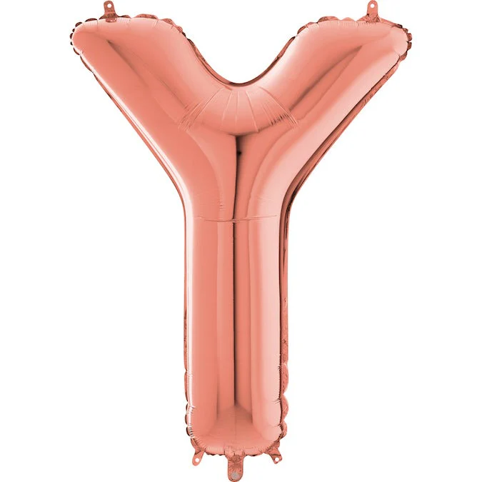 26" Midsize Letter Shape Y Rose Gold Foil Balloon