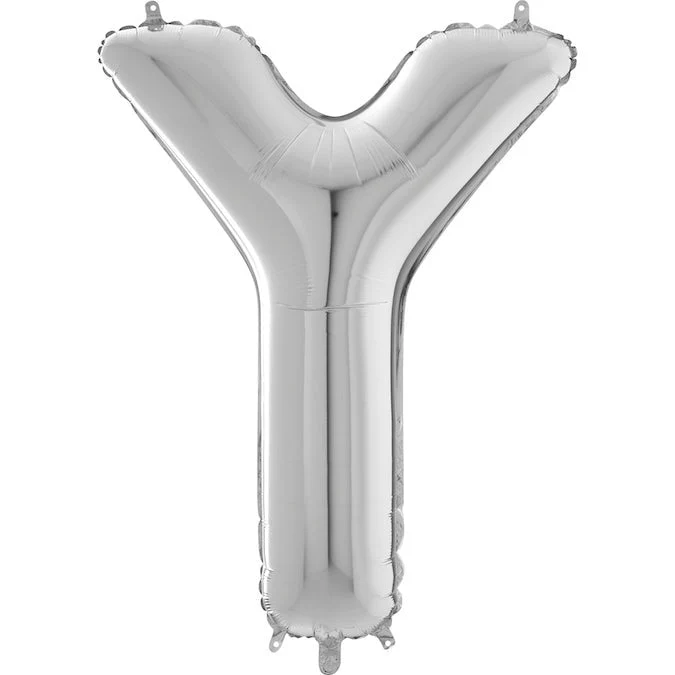 26" Midsize Letter Shape Y Silver Foil Balloon