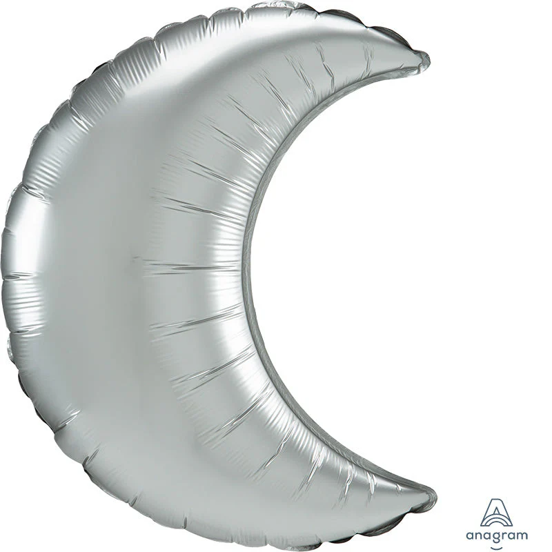 26" Platinum Crescent Moon Foil Balloon