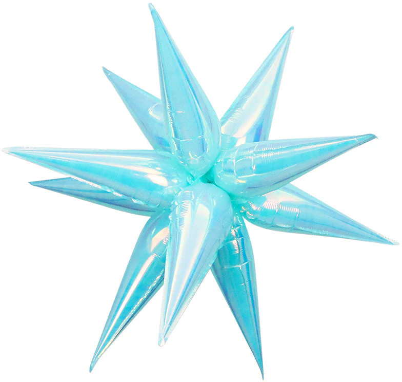 26" Airfill Decor Only Pearl Lustrous Iridescent Blue Starburst (12 Piece Kit) Balloon