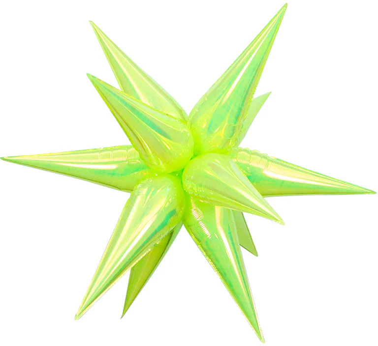 26" Airfill Decor Only Pearl Lustrous Iridescent Green Starburst (12 Piece Kit) Balloon
