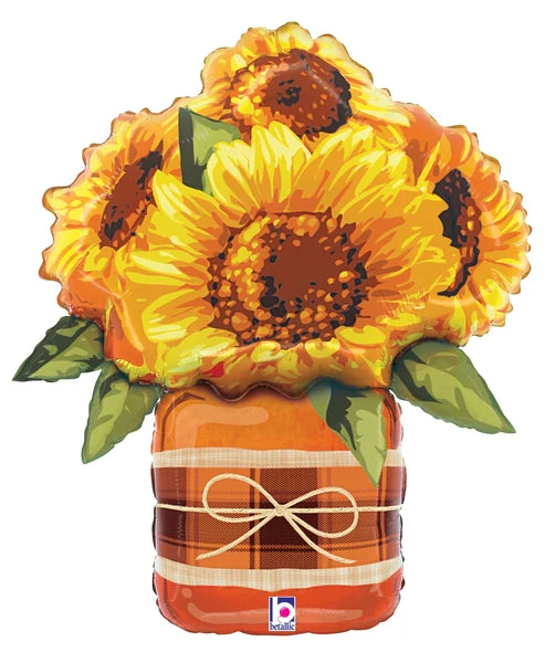 26" Foil Balloon Shape Sunflower Mason Jar