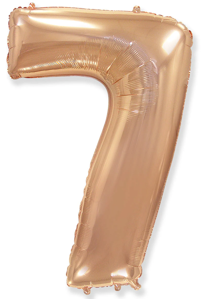 26" Inflated (32" Approx Uninflated) Flexmetal Medium Size Foil Balloon Number "7" Rose Gold