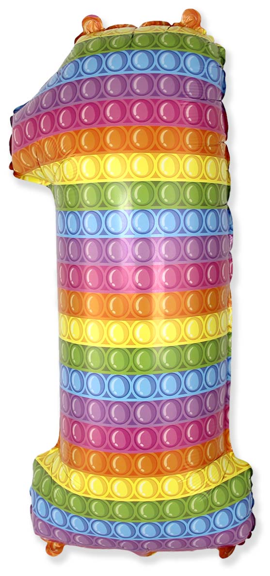 26" Inflated (32" Approx Uninflated) Flexmetal Medium Size Pop Number "1" Foil Balloon
