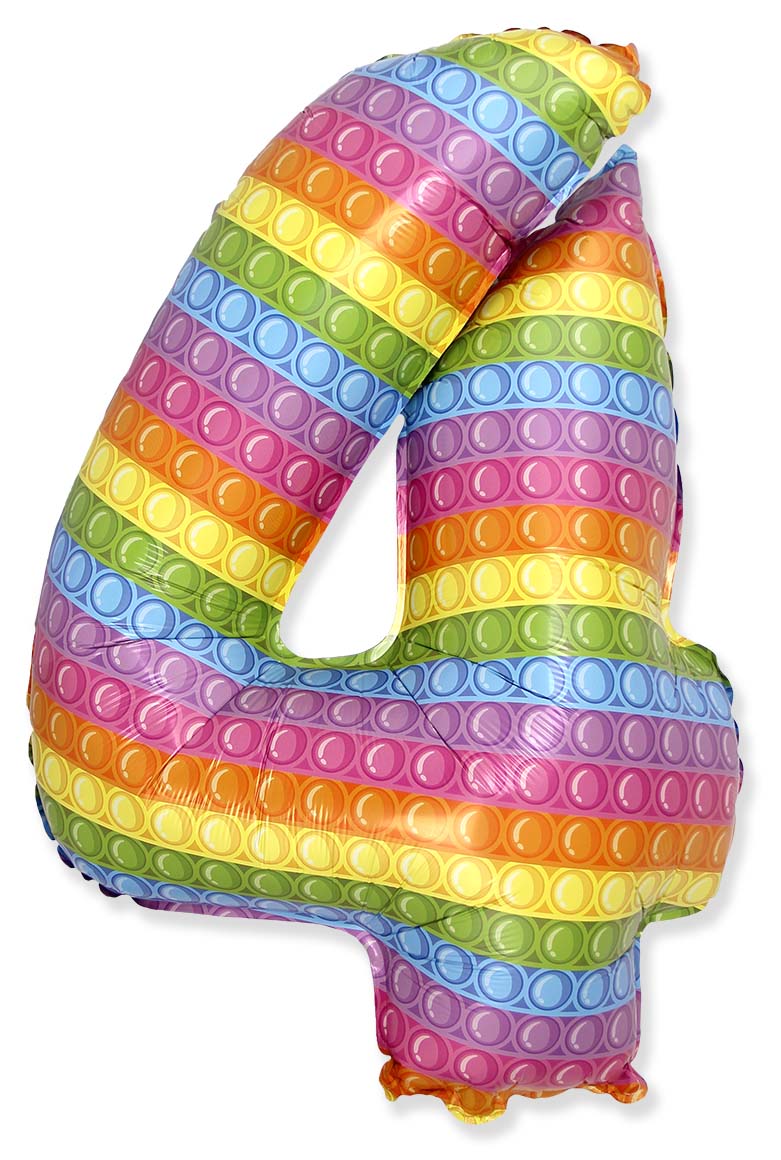 26" Inflated (32" Approx Uninflated) Flexmetal Medium Size Pop Number "4" Foil Balloon