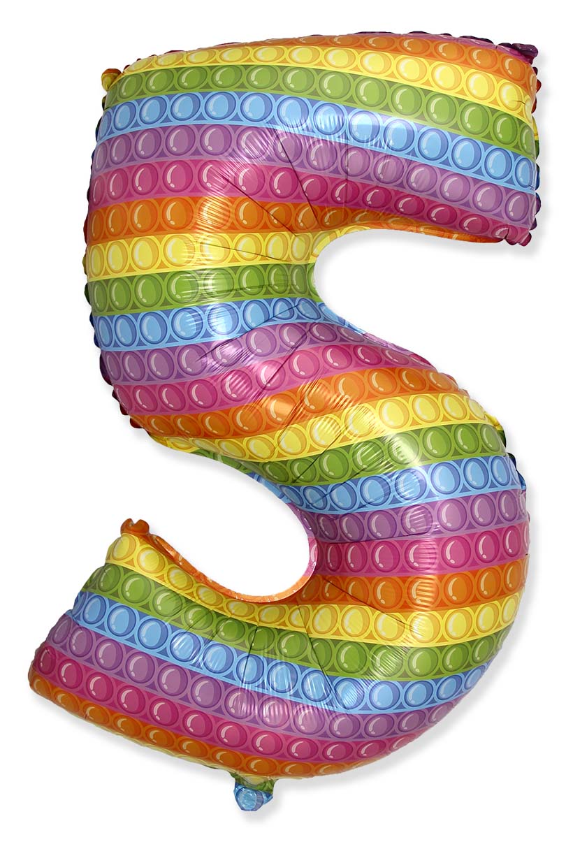 26" Inflated (32" Approx Uninflated) Flexmetal Medium Size Pop Number "5" Foil Balloon
