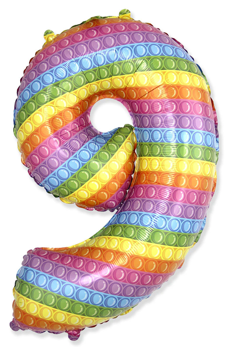 26" Inflated (32" Approx Uninflated) Flexmetal Medium Size Pop Number "9" Foil Balloon