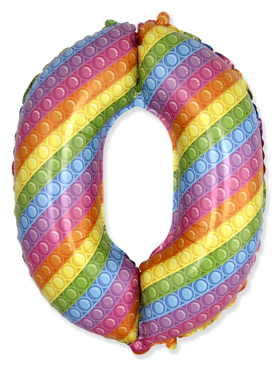 26" Inflated (32" Approx Uninflated) Medium Size Flexmetal Medium Size Pop Number "0" Foil Balloon