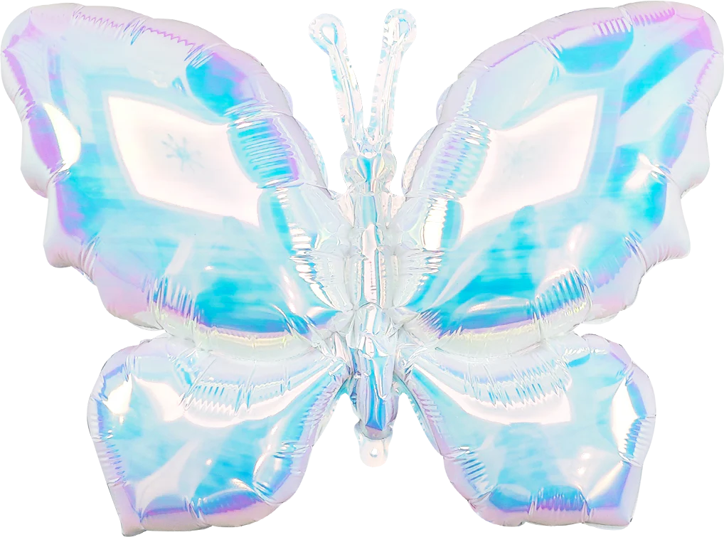 26" Airfill Only Iridescent White Butterfly Balloon