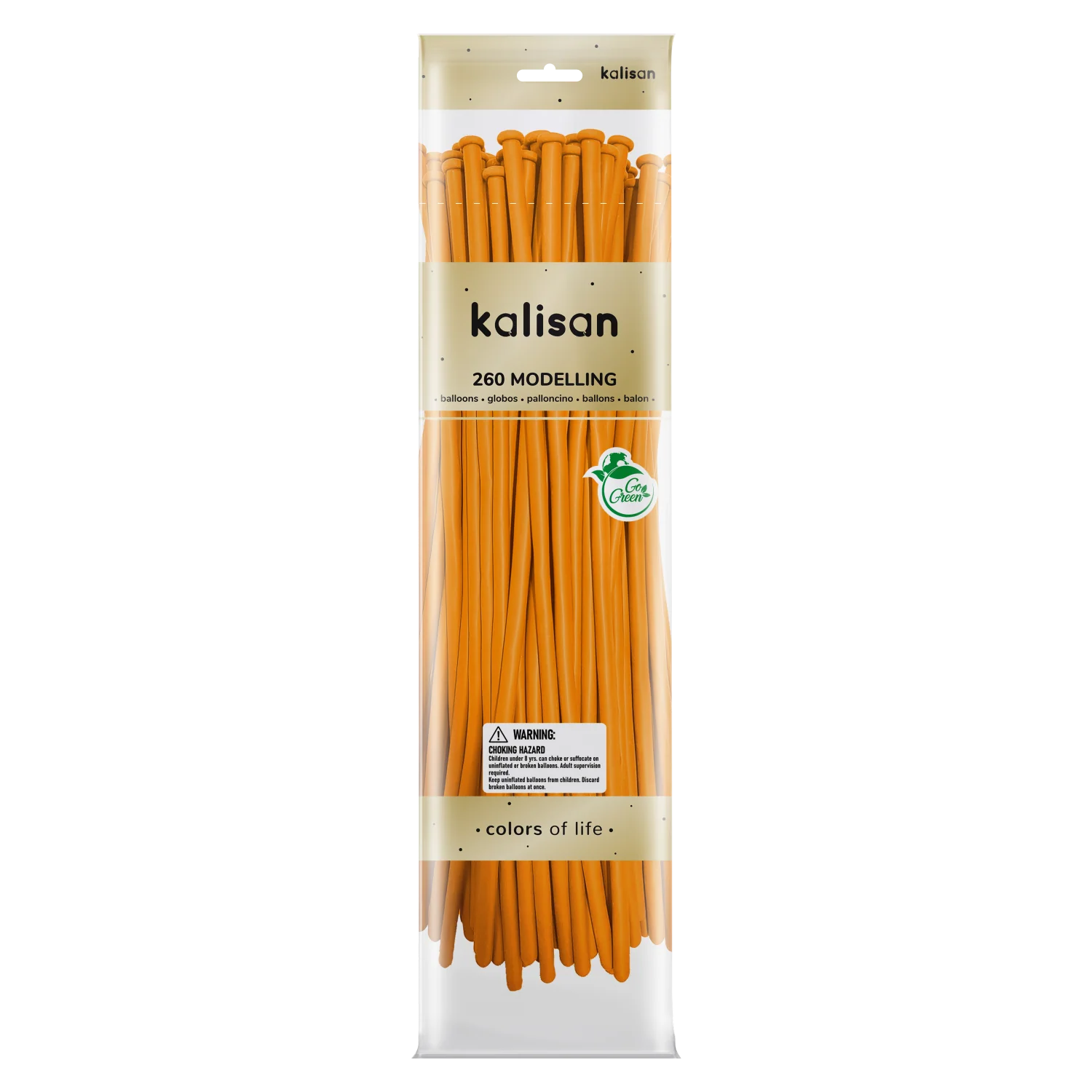 260K Nozzle Up Kalisan Twisting Latex Balloons Standard Amber (50 Per Bag)