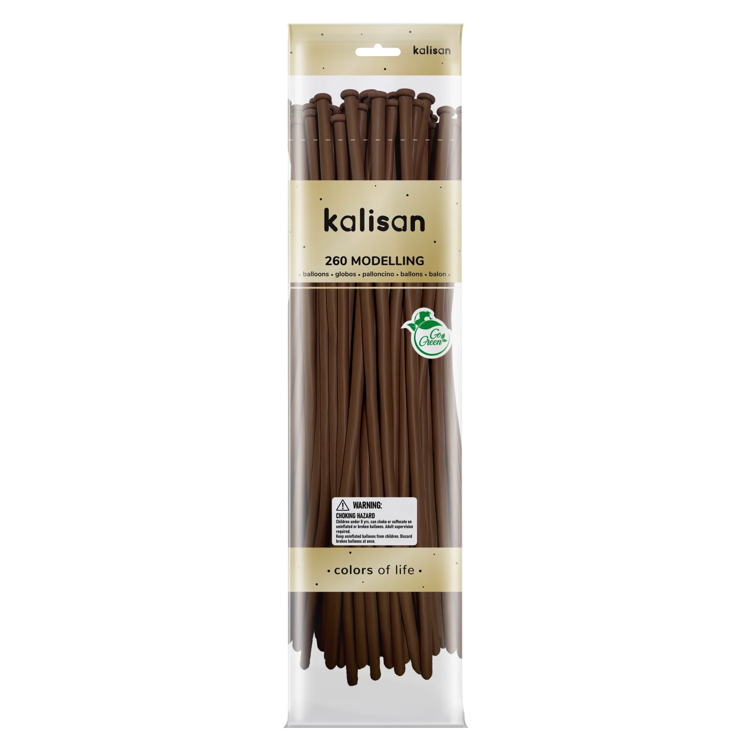 260K Nozzle Up Kalisan Twisting Latex Balloons Standard Caramel Brown (50 Per Bag)