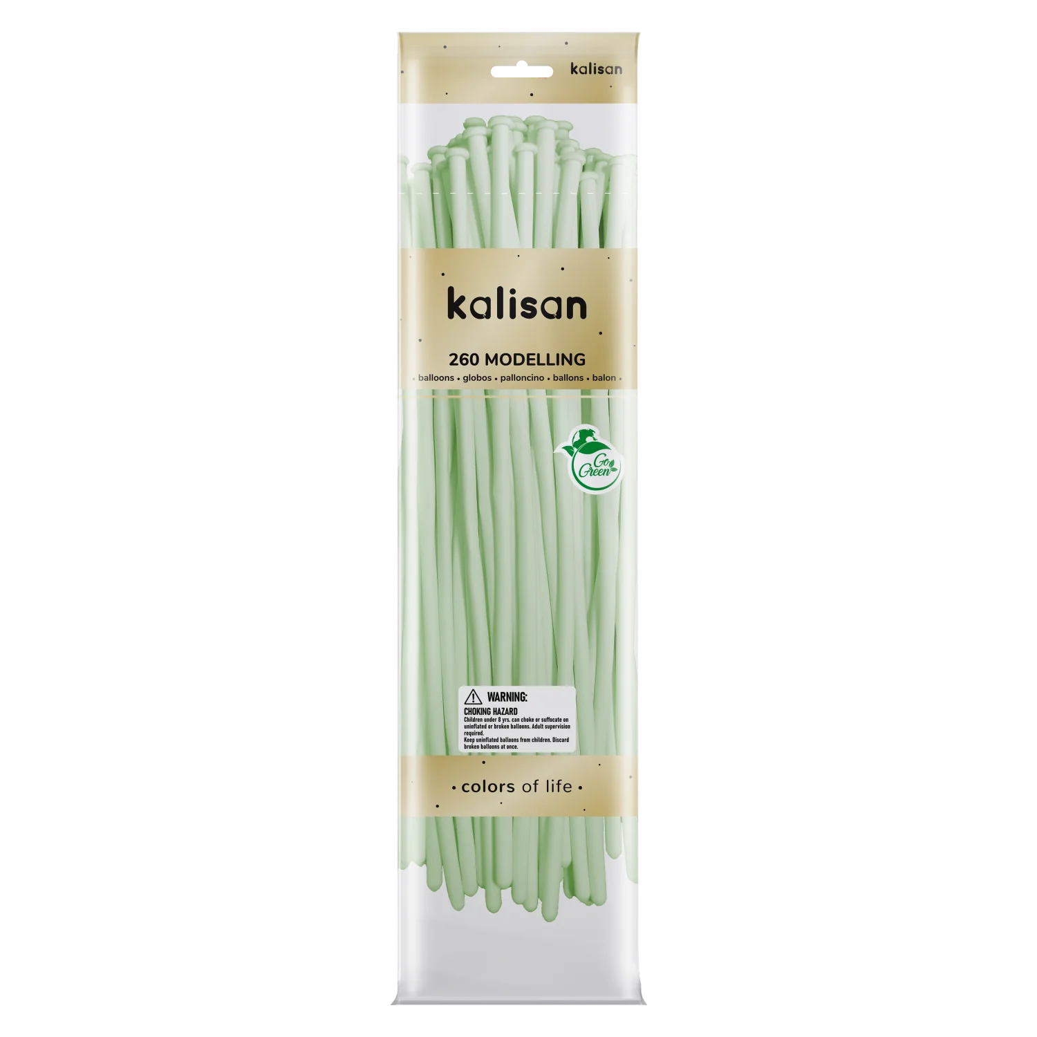 260K Nozzle Up Kalisan Twisting Latex Balloons Standard Macaron Pale Green (50 Per Bag)