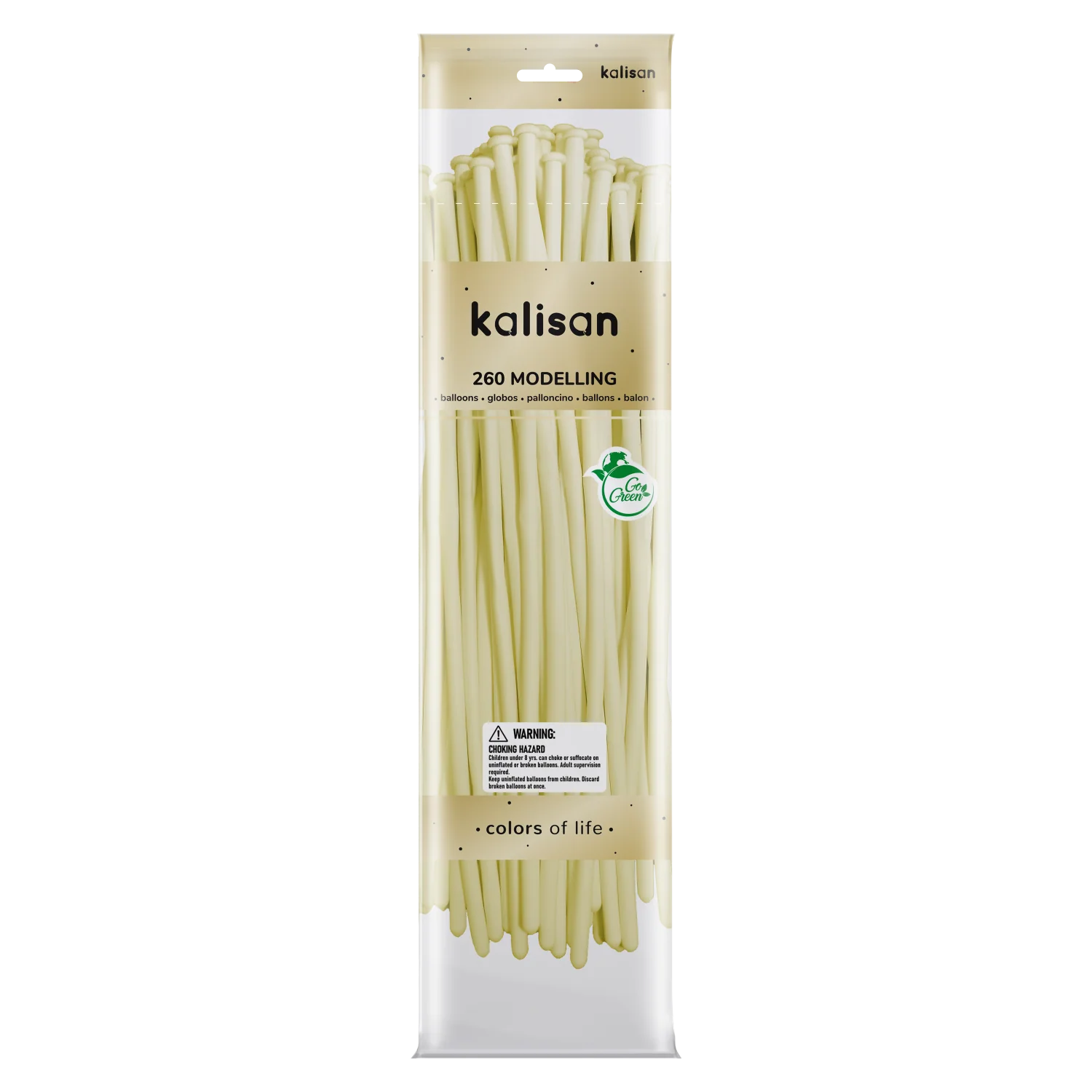 260K Nozzle Up Kalisan Twisting Latex Balloons Standard Macaron Pale Yellow (50 Per Bag)