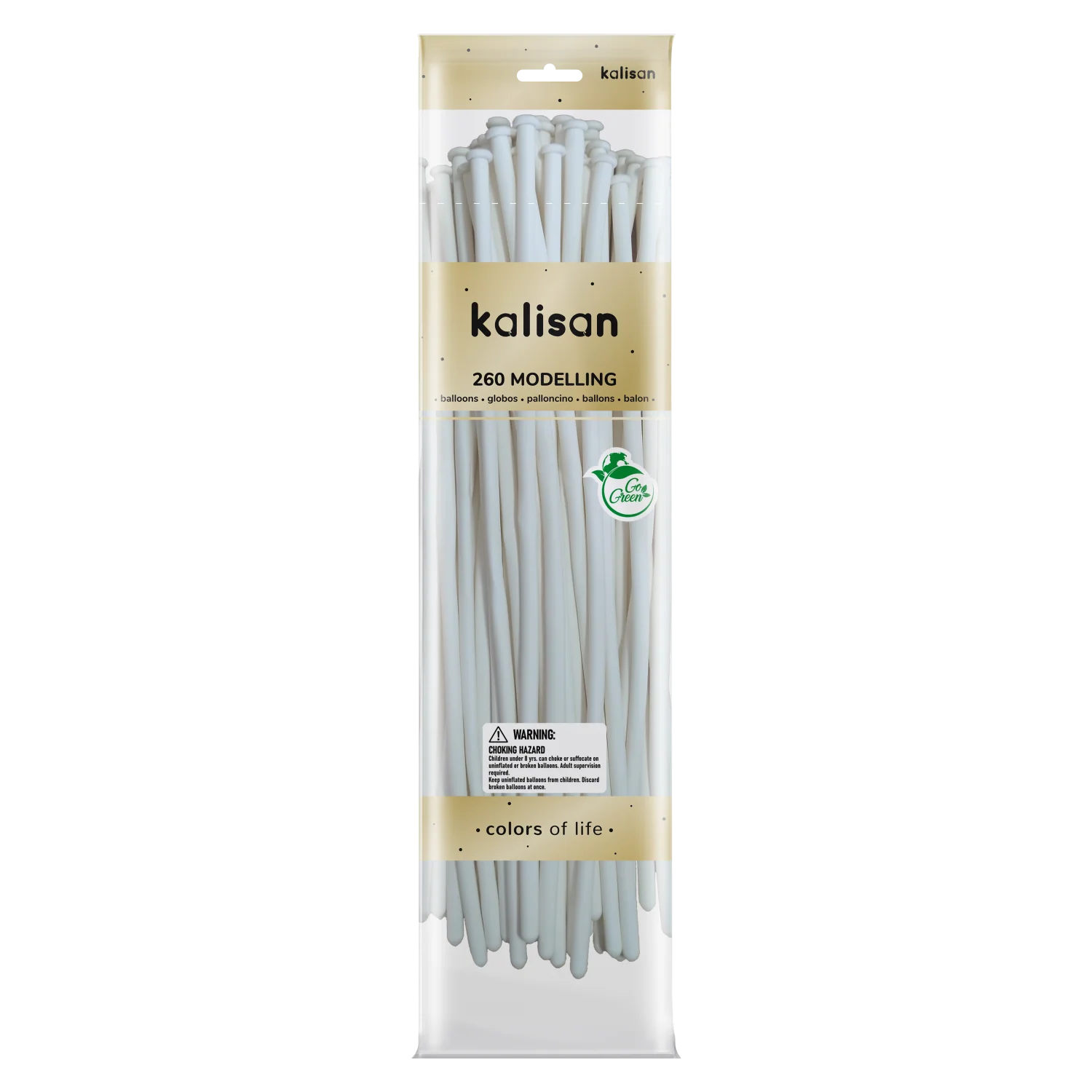 260K Nozzle Up Kalisan Twisting Latex Balloons Standard White (50 Per Bag)