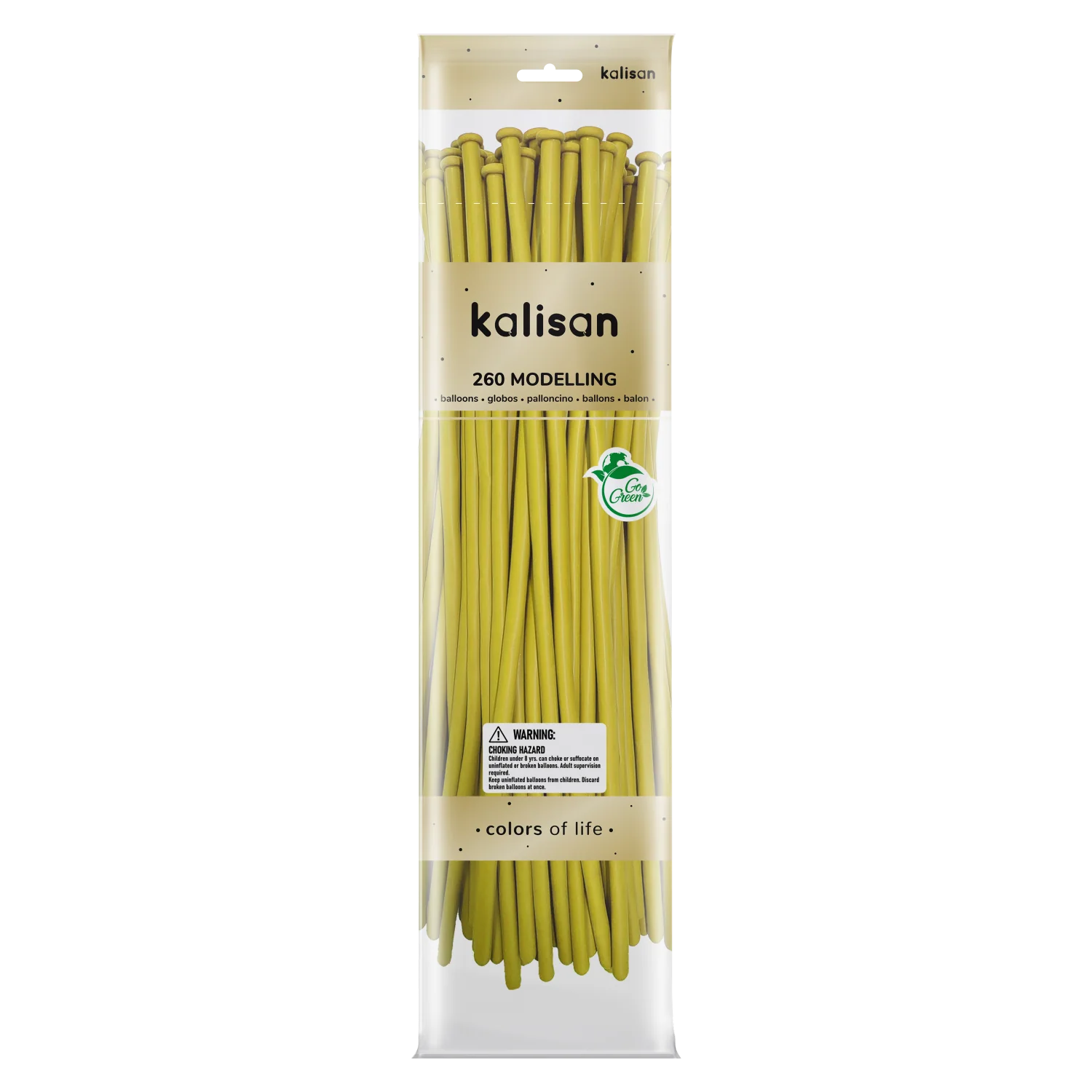 260K Nozzle Up Kalisan Twisting Latex Balloons Standard Yellow (50 Per Bag)