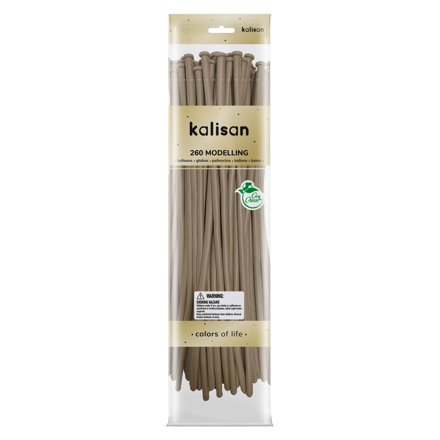260K Nozzle Up Kalisan Twisting Latex Balloons Standard Hazelnut (50 Per Bag)