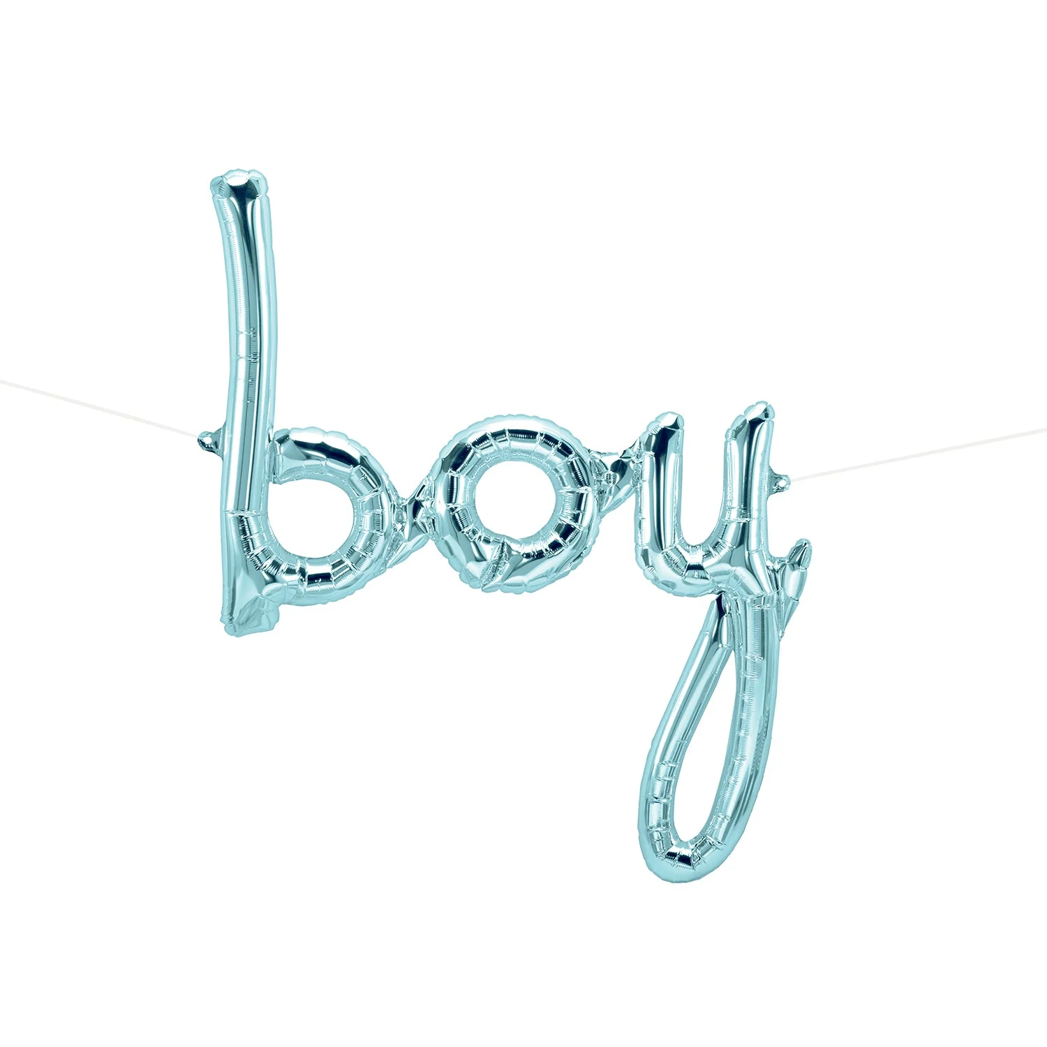 27" Airfill Only Boy Script - Pastel Blue Script Word Foil Balloon