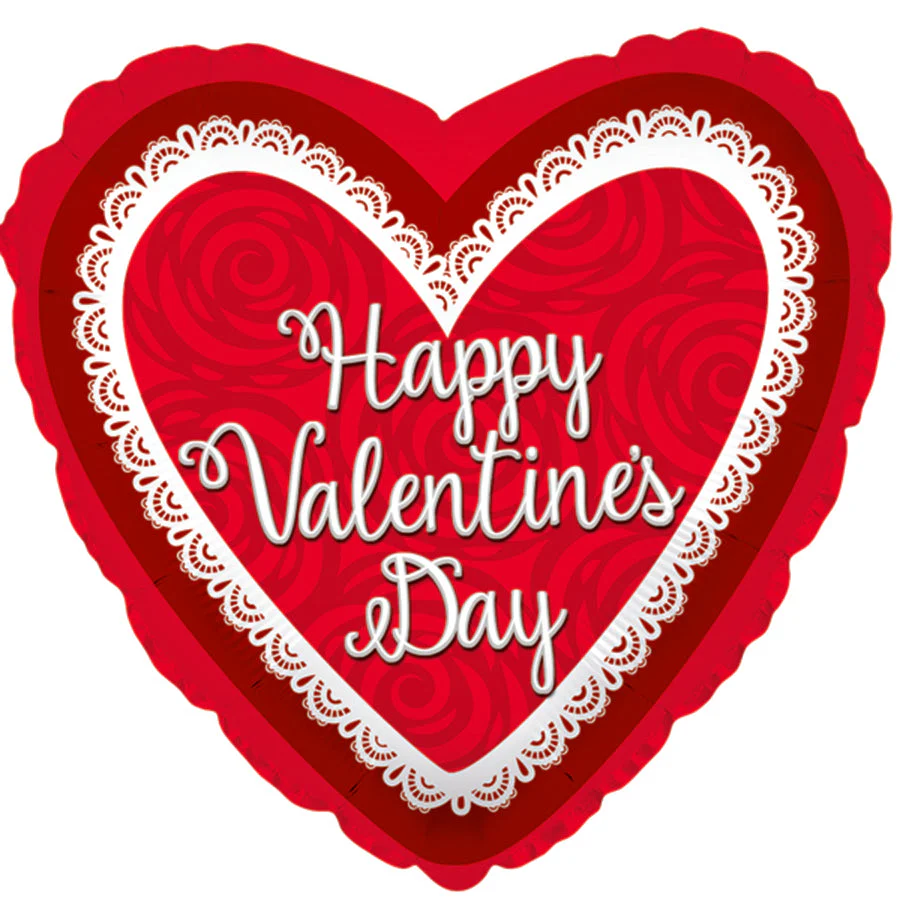 27" Happy Valentine's Day Doily Love You Roses Foil Balloon