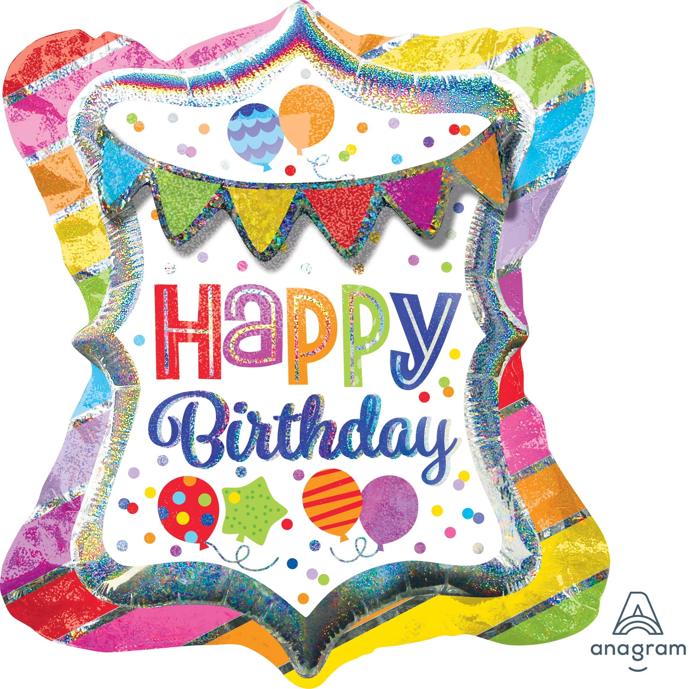 27" Multi Balloon Happy Birthday Bright Party Bunting