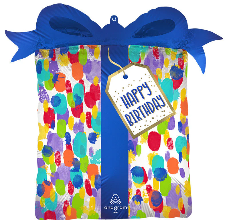 27" Satin Painterly Dots Birthday Foil Balloon